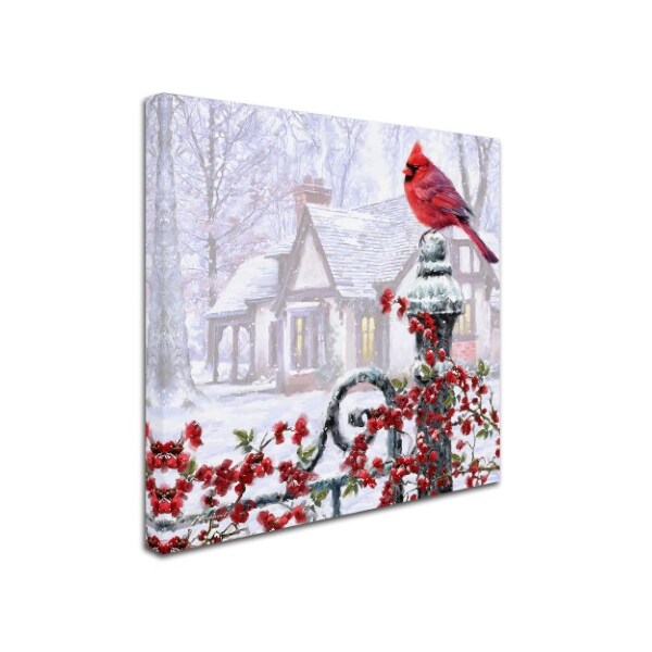 The Macneil Studio 'Cardinal On Gatepost' Canvas Art,18x18